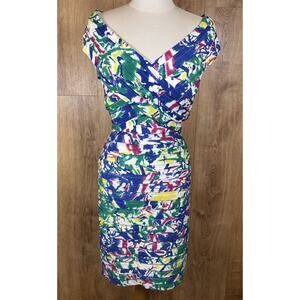 Tadashi Shoji Body Con Floral Watercolor Print Dress Size S